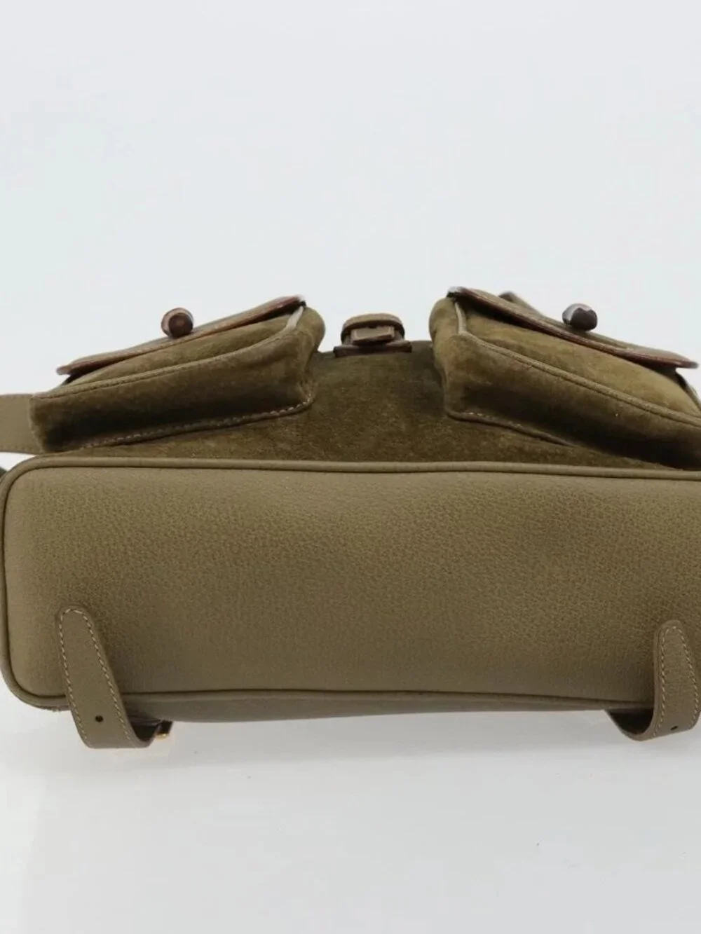 GUCCI Backpack Suede Khaki Gold 003 2058 0016 Auth 184537A